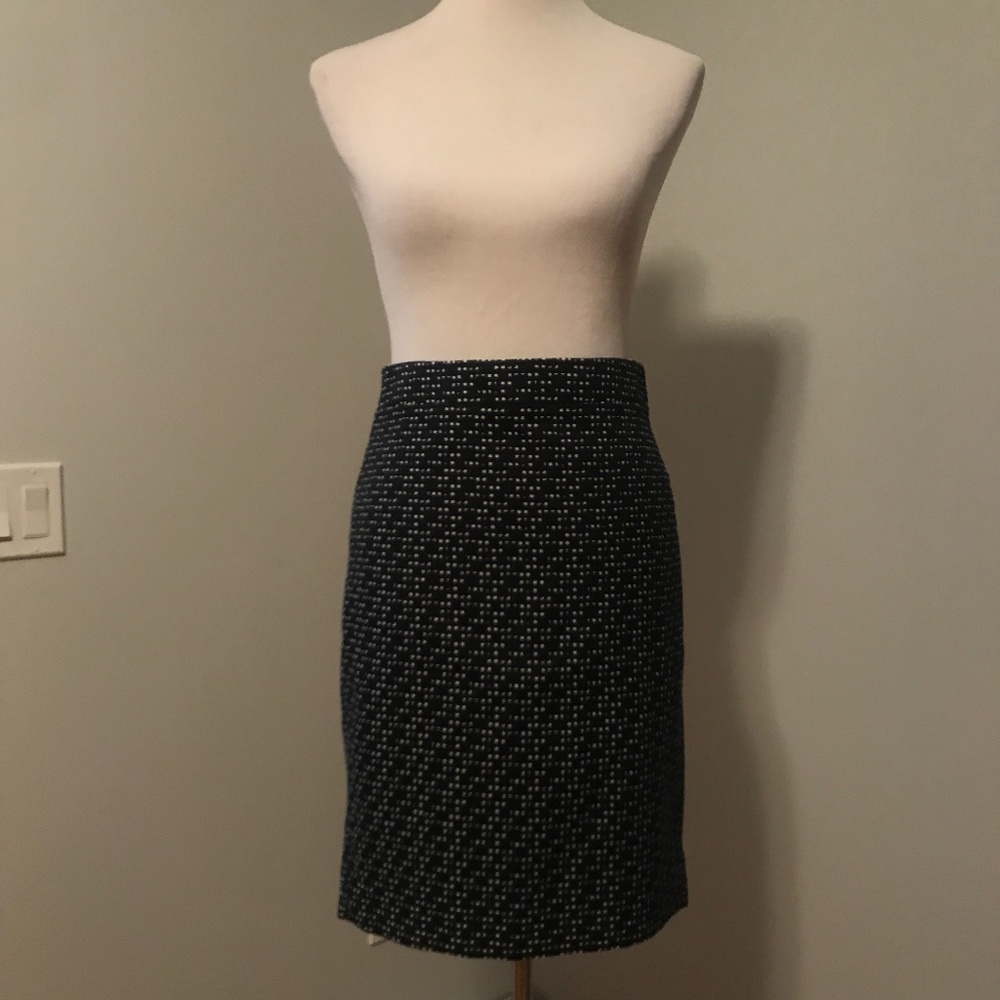 J.Crew Black Patterned Pencil Skirt
